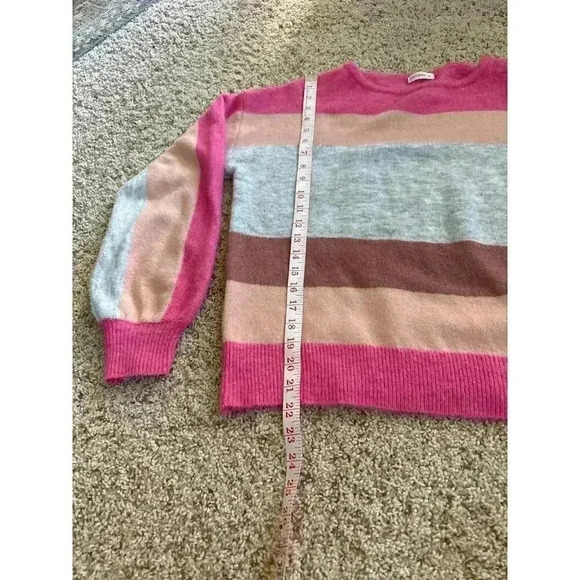And The Why Striped Pink Gray Sweater Women's M/L - Picture 7 of 7